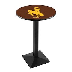 L217 University of Wyoming 36' Tall - 36' Top Pub Table w/ Black Wrinkle Finish