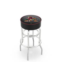 30" L7C1 - 4" Arizona Coyotes Cushion Seat with Double-Ring Chrome Base Swivel Bar Stool by Holland Bar Stool Company