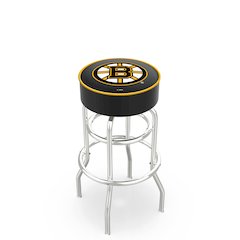 30" L7C1 - 4" Boston Bruins Cushion Seat with Double-Ring Chrome Base Swivel Bar Stool by Holland Bar Stool Company