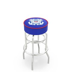 30" L7C1 - 4" U.S. Coast Guard Cushion Seat with Double-Ring Chrome Base Swivel Bar Stool by Holland Bar Stool Company