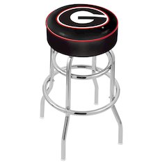 30" L7C1 - 4" Georgia "G" Cushion Seat with Double-Ring Chrome Base Swivel Bar Stool by Holland Bar Stool Company