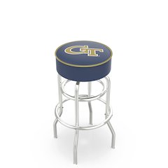 30" L7C1 - 4" Georgia Tech Cushion Seat with Double-Ring Chrome Base Swivel Bar Stool by Holland Bar Stool Company