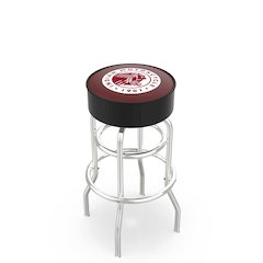30" L7C1 - 4" Indian Motorcycle Cushion Seat with Double-Ring Chrome Base Swivel Bar Stool by Holland Bar Stool Company