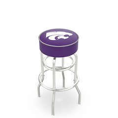 30" L7C1 - 4" Kansas State Cushion Seat with Double-Ring Chrome Base Swivel Bar Stool by Holland Bar Stool Company