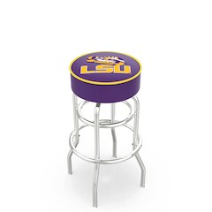 30" L7C1 - 4" Louisiana State Cushion Seat with Double-Ring Chrome Base Swivel Bar Stool by Holland Bar Stool Company