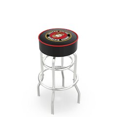 30" L7C1 - 4" U.S. Marines Cushion Seat with Double-Ring Chrome Base Swivel Bar Stool by Holland Bar Stool Company