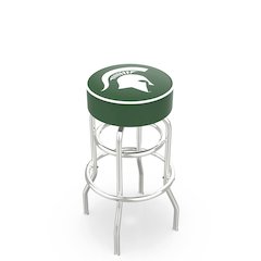 30" L7C1 - 4" Michigan State Cushion Seat with Double-Ring Chrome Base Swivel Bar Stool by Holland Bar Stool Company