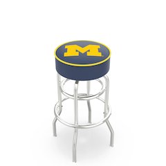 30" L7C1 - 4" Michigan Cushion Seat with Double-Ring Chrome Base Swivel Bar Stool by Holland Bar Stool Company