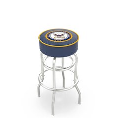 30" L7C1 - 4" U.S. Navy Cushion Seat with Double-Ring Chrome Base Swivel Bar Stool by Holland Bar Stool Company