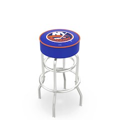 30" L7C1 - 4" New York Islanders Cushion Seat with Double-Ring Chrome Base Swivel Bar Stool by Holland Bar Stool Company