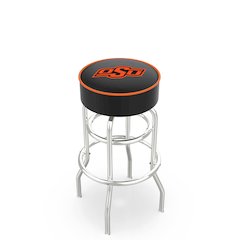 30" L7C1 - 4" Oklahoma State Cushion Seat with Double-Ring Chrome Base Swivel Bar Stool by Holland Bar Stool Company