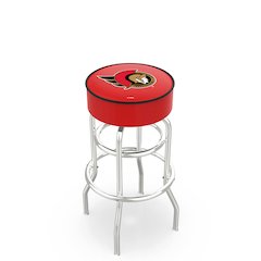30" L7C1 - 4" Ottawa Senators Cushion Seat with Double-Ring Chrome Base Swivel Bar Stool by Holland Bar Stool Company
