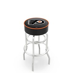 30" L7C1 - 4" Philadelphia Flyers Cushion Seat with Double-Ring Chrome Base Swivel Bar Stool by Holland Bar Stool Company