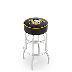30" L7C1 - 4" Pittsburgh Penguins Cushion Seat with Double-Ring Chrome Base Swivel Bar Stool by Holland Bar Stool Company