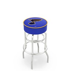 30" L7C1 - 4" St Louis Blues Cushion Seat with Double-Ring Chrome Base Swivel Bar Stool by Holland Bar Stool Company