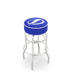 30" L7C1 - 4" Tampa Bay Lightning Cushion Seat with Double-Ring Chrome Base Swivel Bar Stool by Holland Bar Stool Company