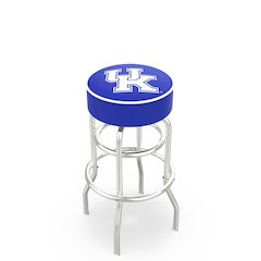 30" L7C1 - 4" Kentucky "UK" Cushion Seat with Double-Ring Chrome Base Swivel Bar Stool by Holland Bar Stool Company