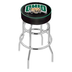30" L7C1 - 4" Ohio University Cushion Seat with Double-Ring Chrome Base Swivel Bar Stool by Holland Bar Stool Company