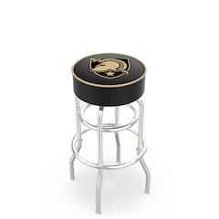 30" L7C1 - 4" US Military Academy (ARMY) Cushion Seat with Double-Ring Chrome Base Swivel Bar Stool by Holland Bar Stool Company