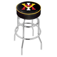 30" L7C1 - 4" Virginia Military Institute Cushion Seat with Double-Ring Chrome Base Swivel Bar Stool by Holland Bar Stool Company