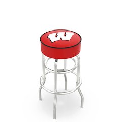 30" L7C1 - 4" Wisconsin "W" Cushion Seat with Double-Ring Chrome Base Swivel Bar Stool by Holland Bar Stool Company