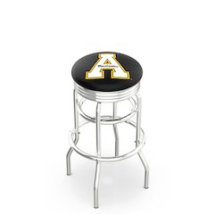 30" L7C3C - Chrome Double Ring Appalachian State Swivel Bar Stool with 2.5" Ribbed Accent Ring by Holland Bar Stool Company