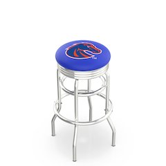 30" L7C3C - Chrome Double Ring Boise State Swivel Bar Stool with 2.5" Ribbed Accent Ring by Holland Bar Stool Company