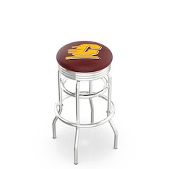 30" L7C3C - Chrome Double Ring Central Michigan Swivel Bar Stool with 2.5" Ribbed Accent Ring by Holland Bar Stool Company