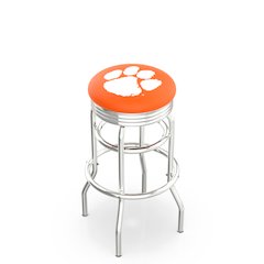30" L7C3C - Chrome Double Ring Clemson Swivel Bar Stool with 2.5" Ribbed Accent Ring by Holland Bar Stool Company