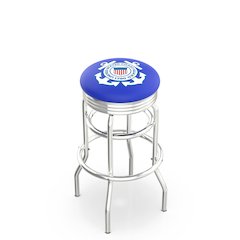 30" L7C3C - Chrome Double Ring U.S. Coast Guard Swivel Bar Stool with 2.5" Ribbed Accent Ring by Holland Bar Stool Company