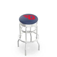 30" L7C3C - Chrome Double Ring University of Dayton Swivel Bar Stool with 2.5" Ribbed Accent Ring by Holland Bar Stool Company