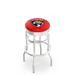 30" L7C3C - Chrome Double Ring Florida Panthers Swivel Bar Stool with 2.5" Ribbed Accent Ring by Holland Bar Stool Company