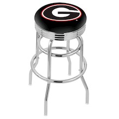 30" L7C3C - Chrome Double Ring Georgia "G" Swivel Bar Stool with 2.5" Ribbed Accent Ring by Holland Bar Stool Company