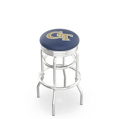 30" L7C3C - Chrome Double Ring Georgia Tech Swivel Bar Stool with 2.5" Ribbed Accent Ring by Holland Bar Stool Company