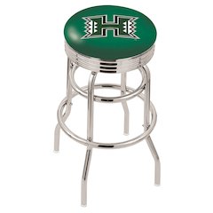 30" L7C3C - Chrome Double Ring Hawaii Swivel Bar Stool with 2.5" Ribbed Accent Ring by Holland Bar Stool Company