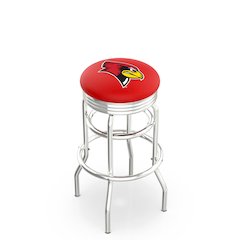 30" L7C3C - Chrome Double Ring Illinois State Swivel Bar Stool with 2.5" Ribbed Accent Ring by Holland Bar Stool Company