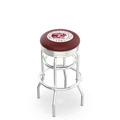 30" L7C3C - Chrome Double Ring Indian Motorcycle Swivel Bar Stool with 2.5" Ribbed Accent Ring by Holland Bar Stool Company
