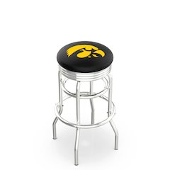 30" L7C3C - Chrome Double Ring Iowa Swivel Bar Stool with 2.5" Ribbed Accent Ring by Holland Bar Stool Company