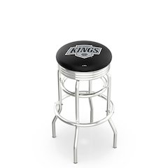30" L7C3C - Chrome Double Ring Los Angeles Kings Swivel Bar Stool with 2.5" Ribbed Accent Ring by Holland Bar Stool Company
