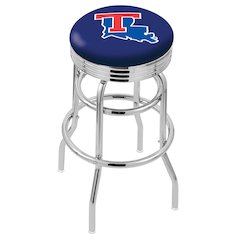 30" L7C3C - Chrome Double Ring Louisiana Tech Swivel Bar Stool with 2.5" Ribbed Accent Ring by Holland Bar Stool Company