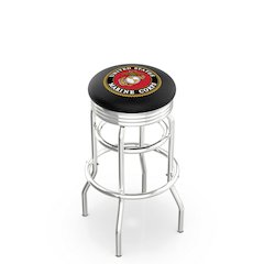 30" L7C3C - Chrome Double Ring U.S. Marines Swivel Bar Stool with 2.5" Ribbed Accent Ring by Holland Bar Stool Company