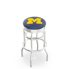 30" L7C3C - Chrome Double Ring Michigan Swivel Bar Stool with 2.5" Ribbed Accent Ring by Holland Bar Stool Company