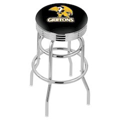 30" L7C3C - Chrome Double Ring Missouri Western State Swivel Bar Stool with 2.5" Ribbed Accent Ring by Holland Bar Stool Company