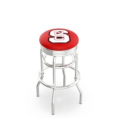 30" L7C3C - Chrome Double Ring North Carolina State Swivel Bar Stool with 2.5" Ribbed Accent Ring by Holland Bar Stool Company
