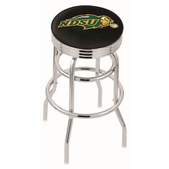 30" L7C3C - Chrome Double Ring North Dakota State Swivel Bar Stool with 2.5" Ribbed Accent Ring by Holland Bar Stool Company