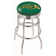 30" L7C3C - Chrome Double Ring North Dakota State Swivel Bar Stool with 2.5" Ribbed Accent Ring by Holland Bar Stool Company