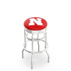 30" L7C3C - Chrome Double Ring Nebraska Swivel Bar Stool with 2.5" Ribbed Accent Ring by Holland Bar Stool Company