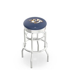 30" L7C3C - Chrome Double Ring Nashville Predators Swivel Bar Stool with 2.5" Ribbed Accent Ring by Holland Bar Stool Company