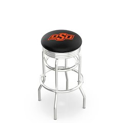 30" L7C3C - Chrome Double Ring Oklahoma State Swivel Bar Stool with 2.5" Ribbed Accent Ring by Holland Bar Stool Company