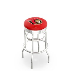 30" L7C3C - Chrome Double Ring Ottawa Senators Swivel Bar Stool with 2.5" Ribbed Accent Ring by Holland Bar Stool Company